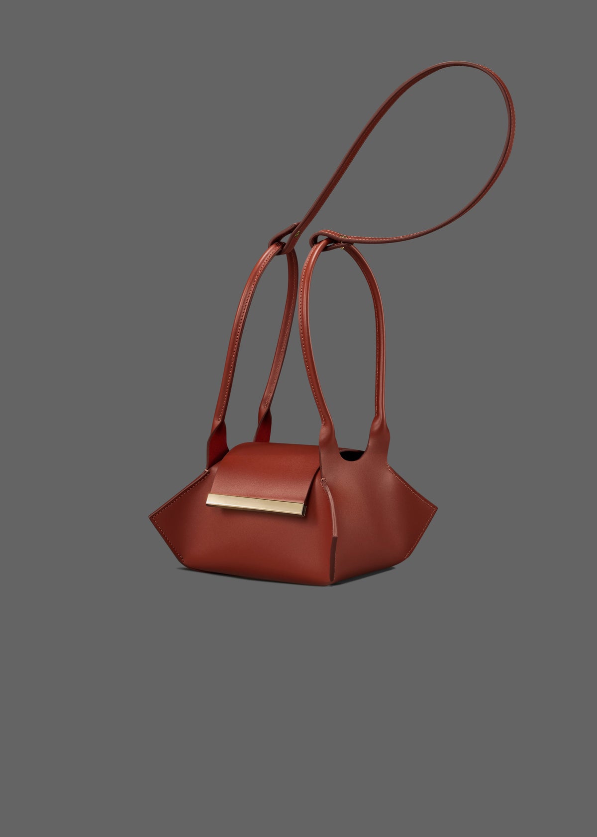 Swing leather bag in Color Brick with Gold Hardware