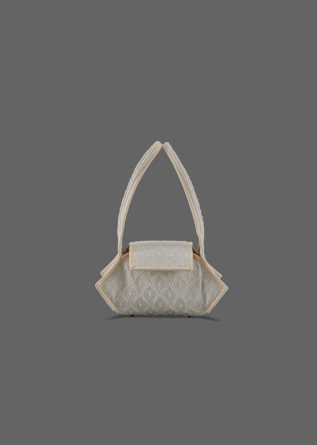 Swing Fabric Bag in Color Ivory Diamond Burnout Cotton