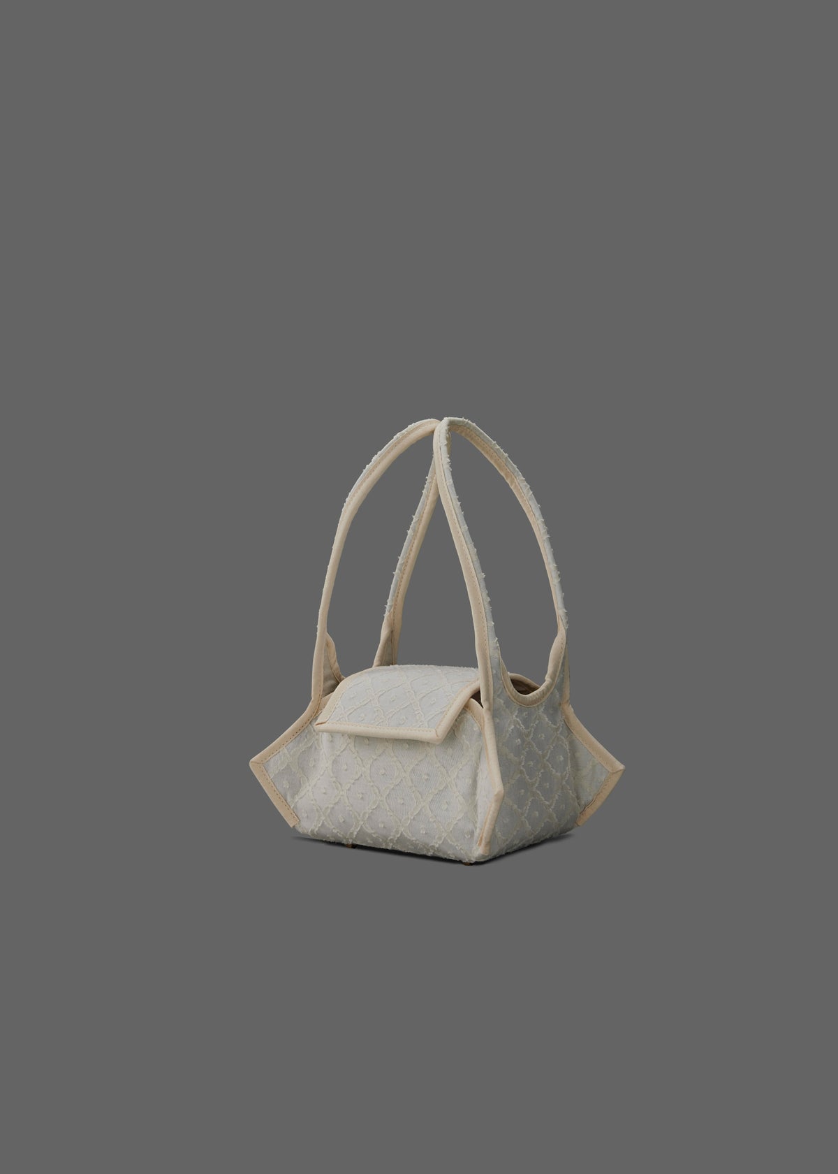 Swing Fabric Bag in Color Ivory Diamond Burnout Cotton