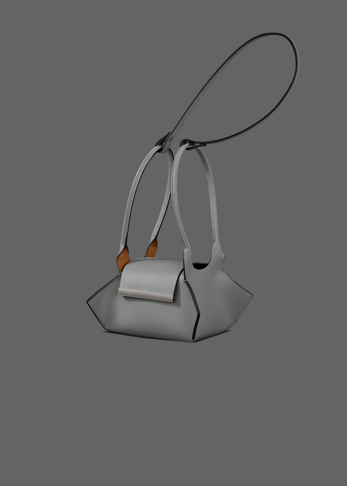 Swing leather bag in Color Cool Grey with Silver Hardware