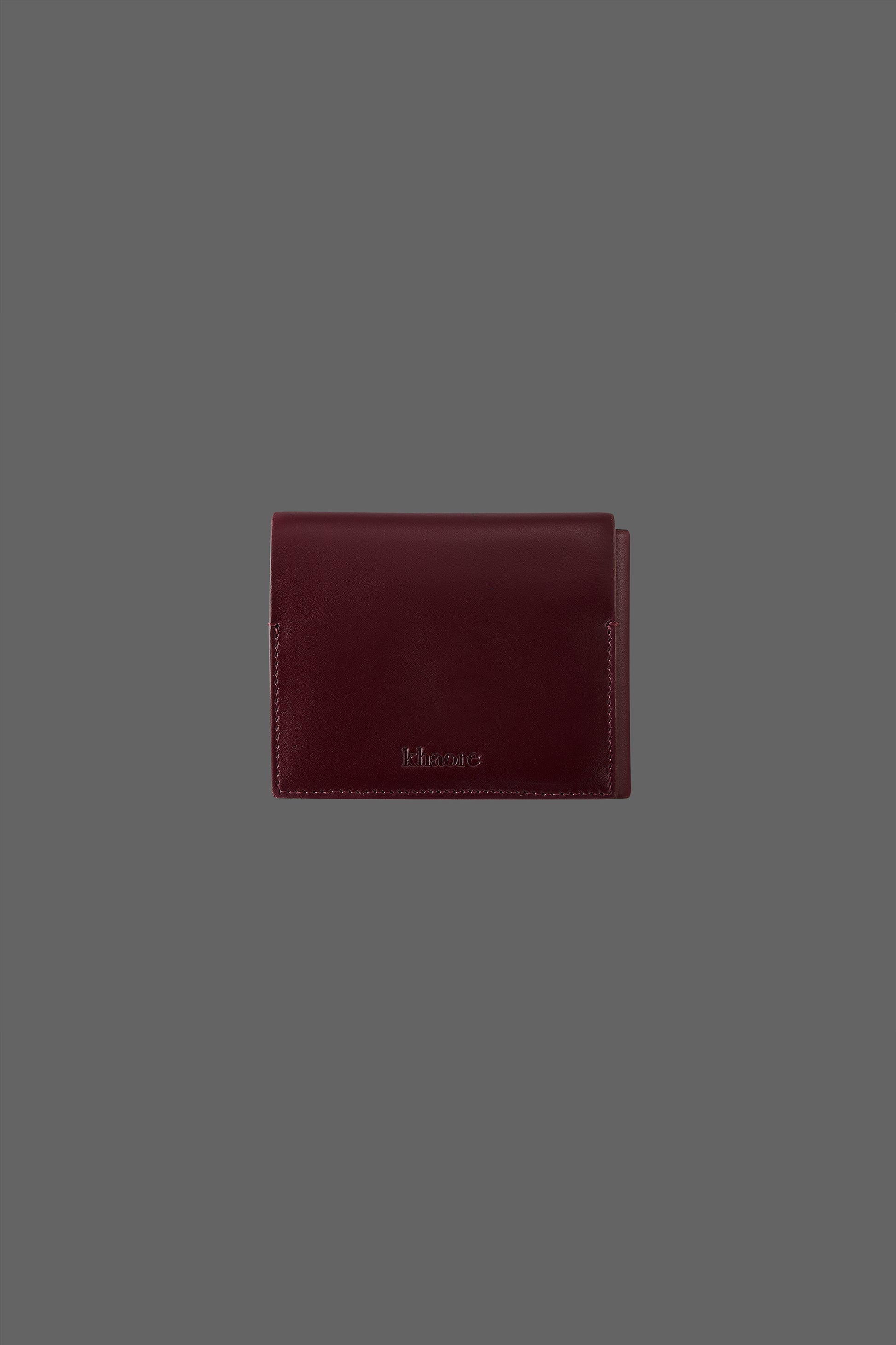 The Stacked Leather Tri-Fold Wallet in color Burgundy