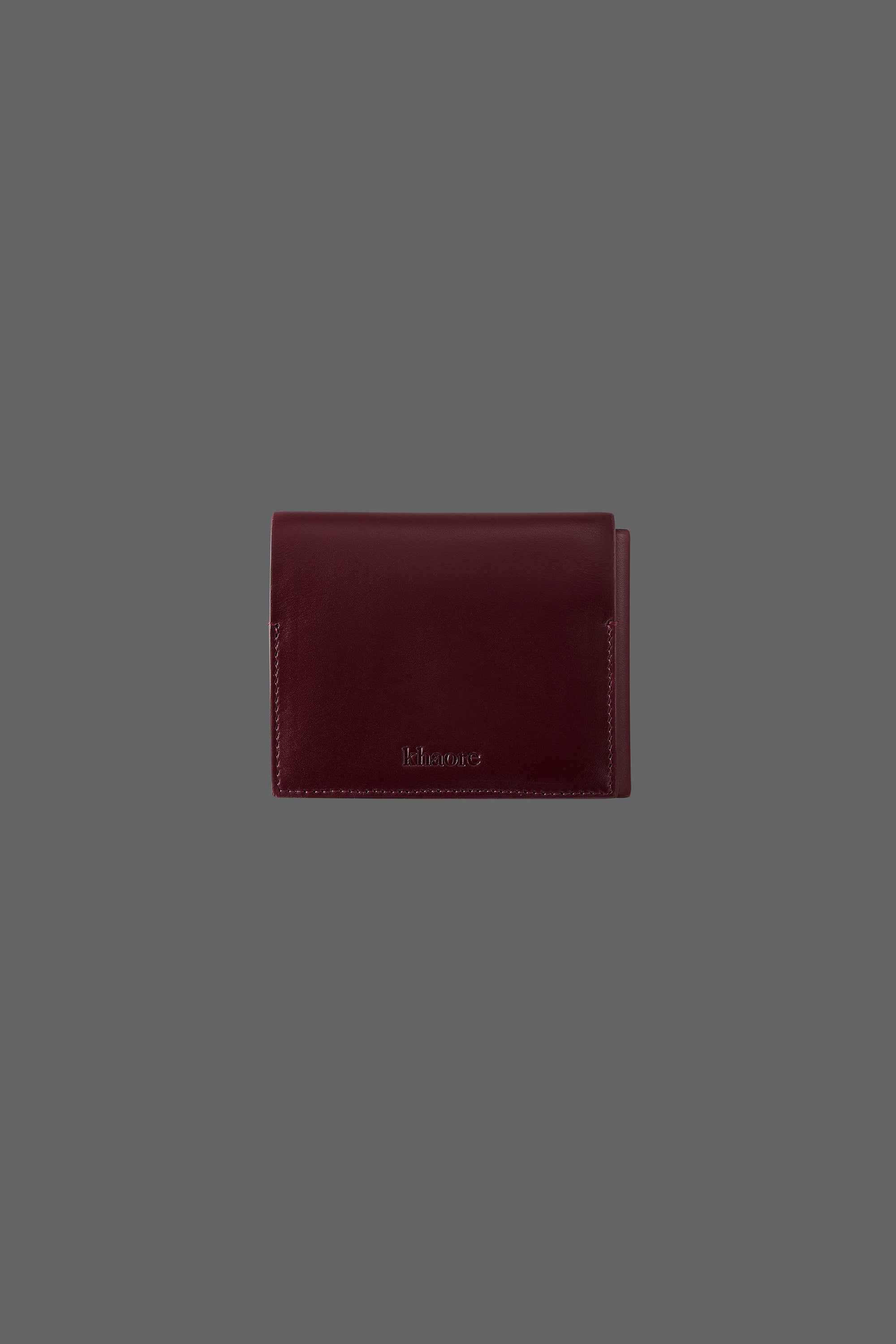 The Stacked Leather Tri-Fold Wallet in color Burgundy