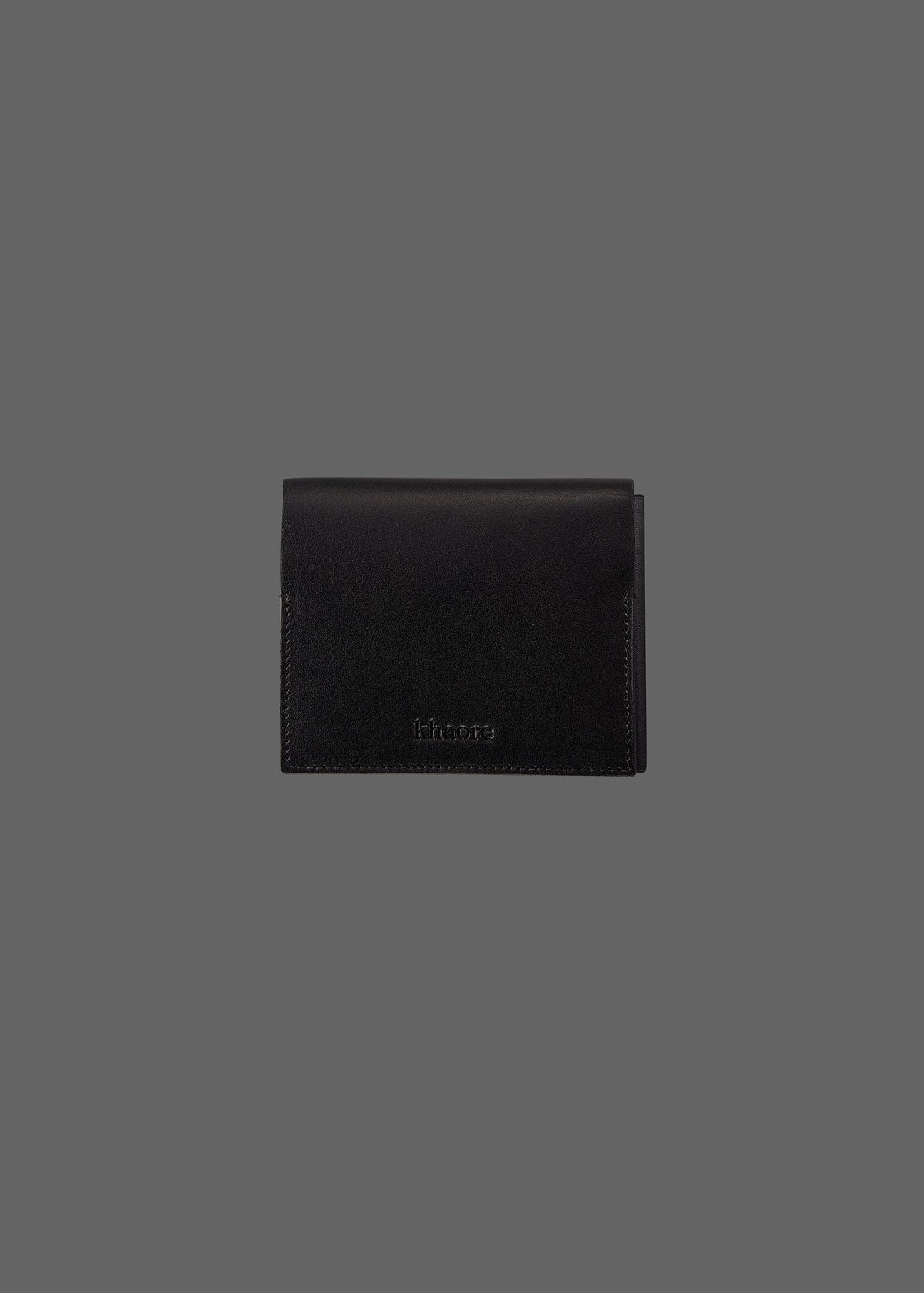 The Stacked Leather Tri-Fold Wallet in color MicroGrain Black