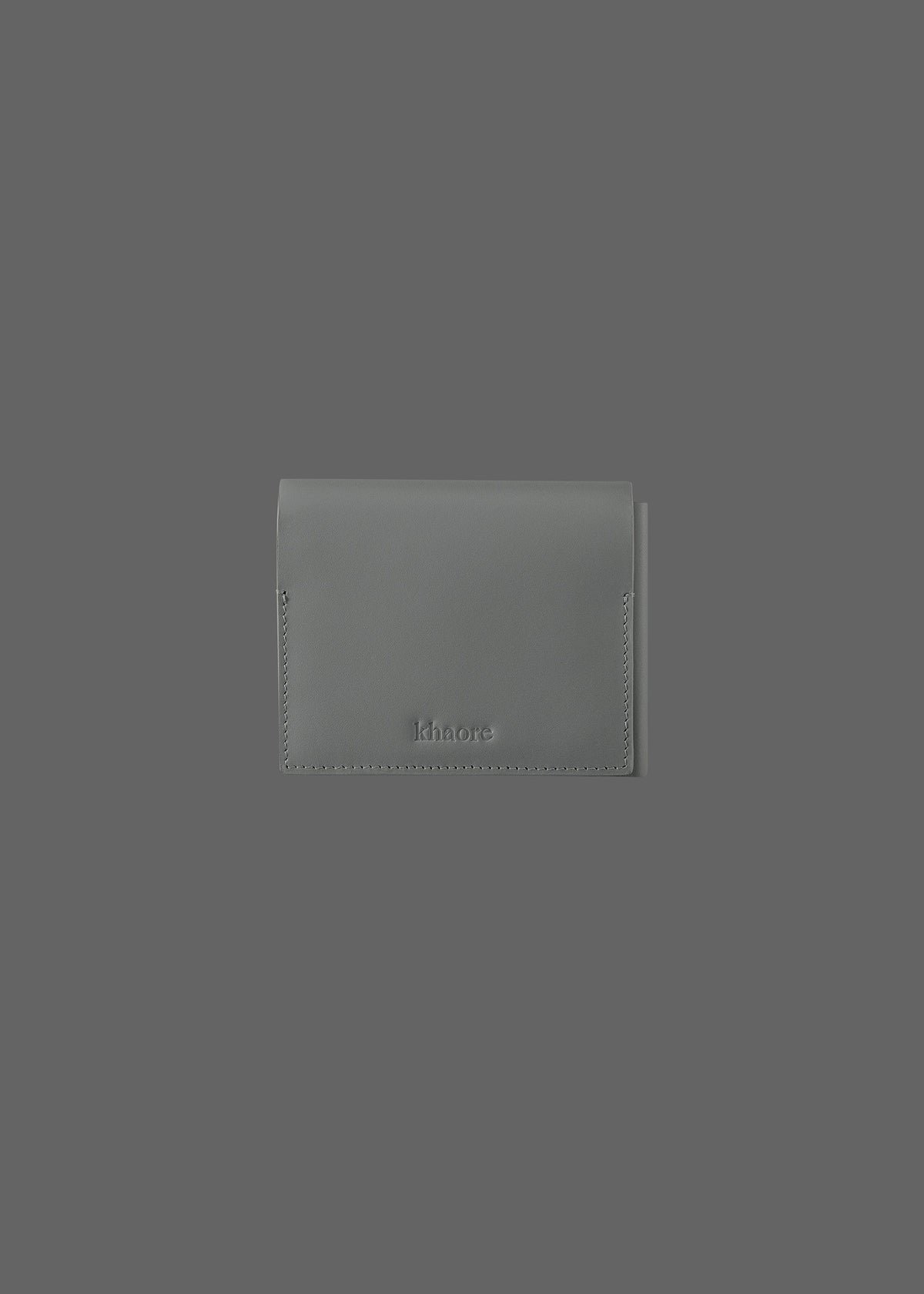 The Stacked Leather Tri-Fold Wallet in color Stone Grey