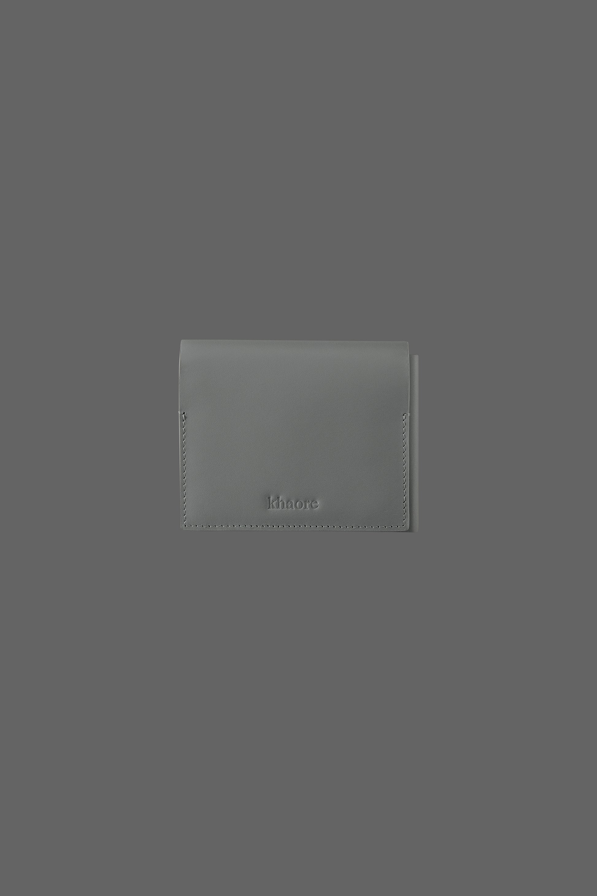 The Stacked Leather Tri-Fold Wallet in color Stone Grey