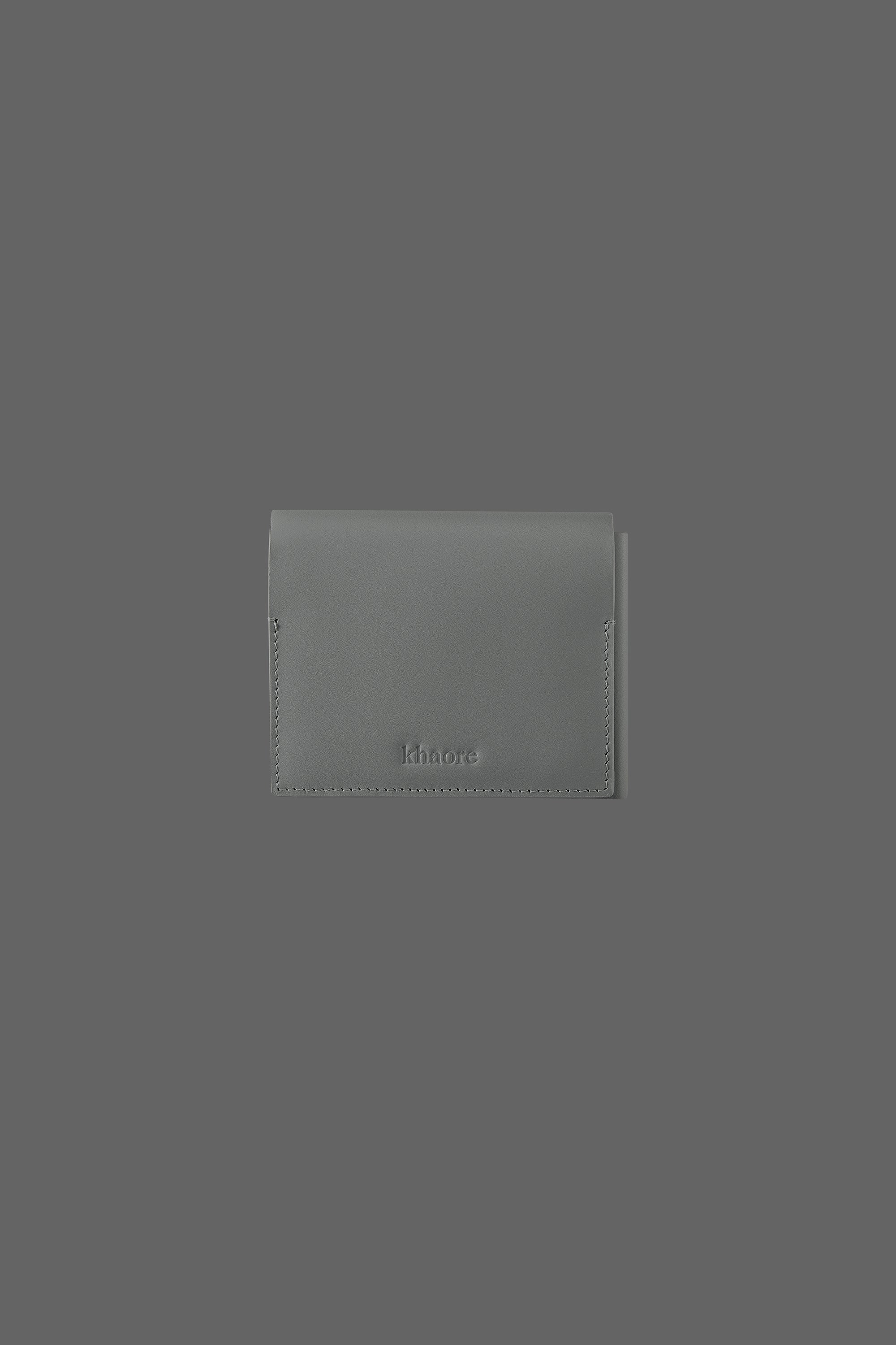 The Stacked Leather Tri-Fold Wallet in color Stone Grey