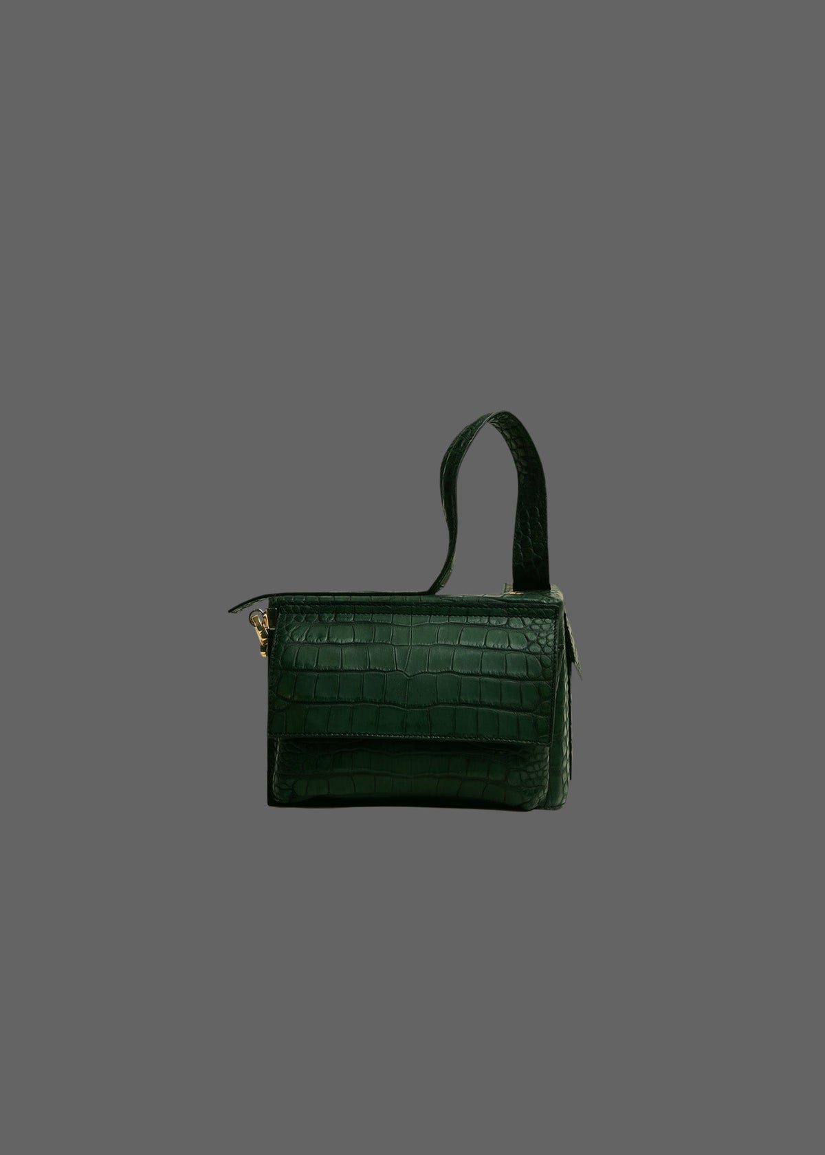 The Corner Guard Leather Handbag in color Emerald Embossed Croc
