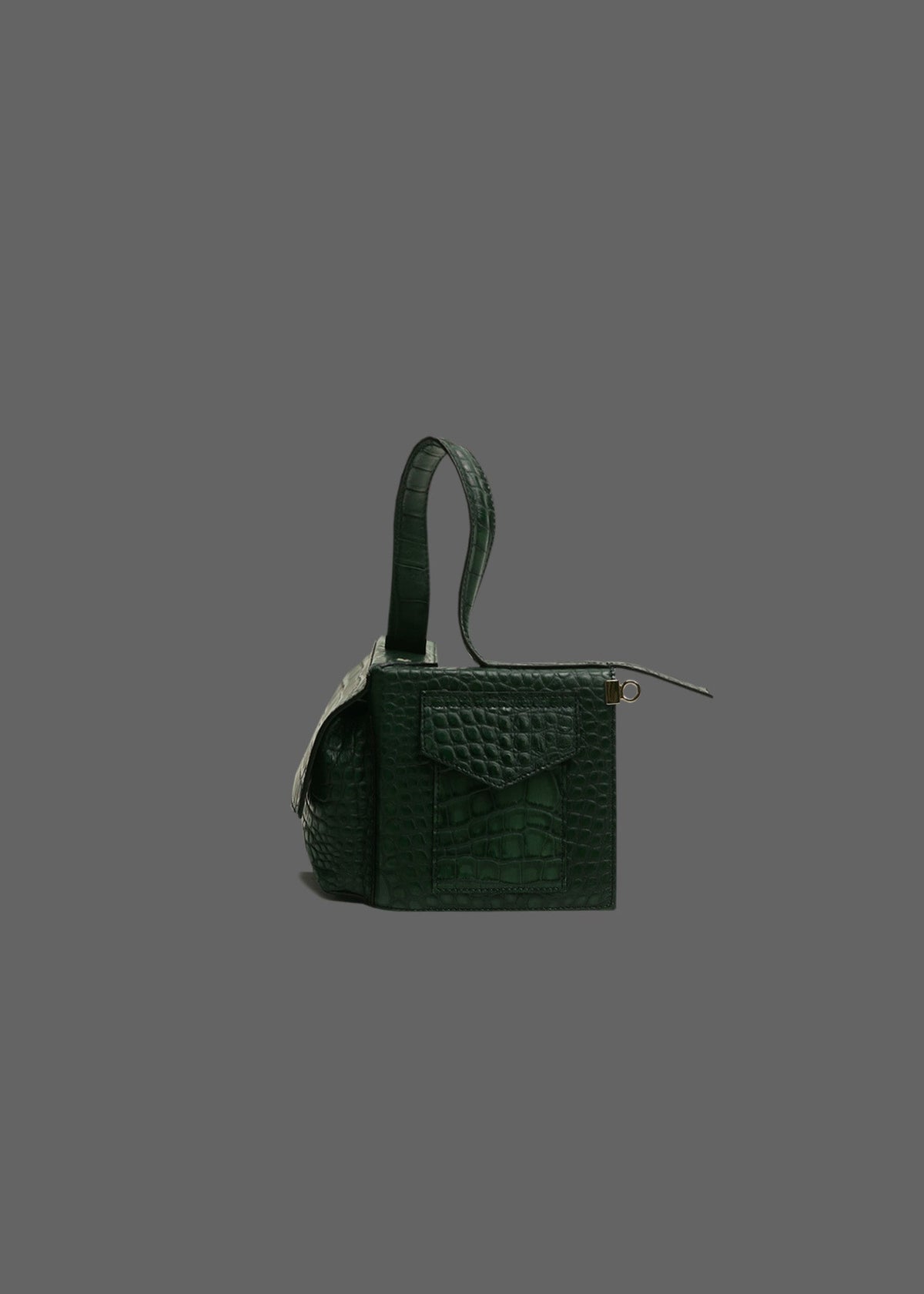 The Corner Guard Leather Handbag in color Emerald Embossed Croc