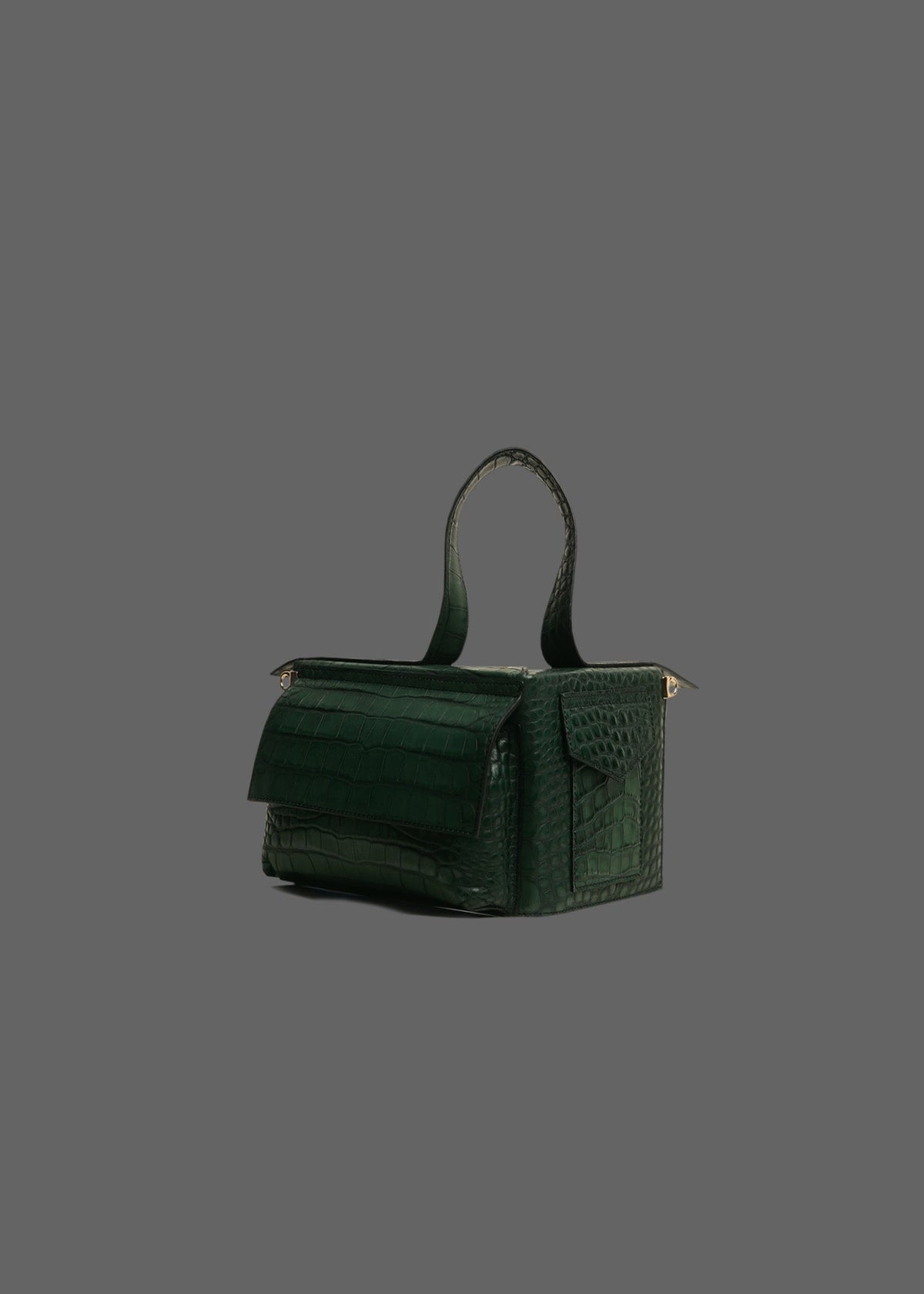The Corner Guard Leather Handbag in color Emerald Embossed Croc